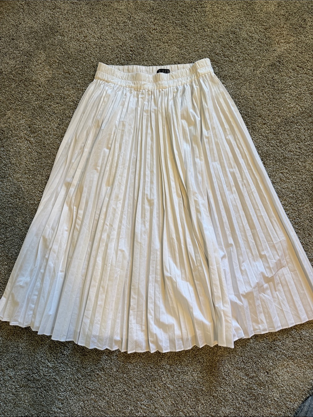 J. Crew Cream Pleated Midi Skirt